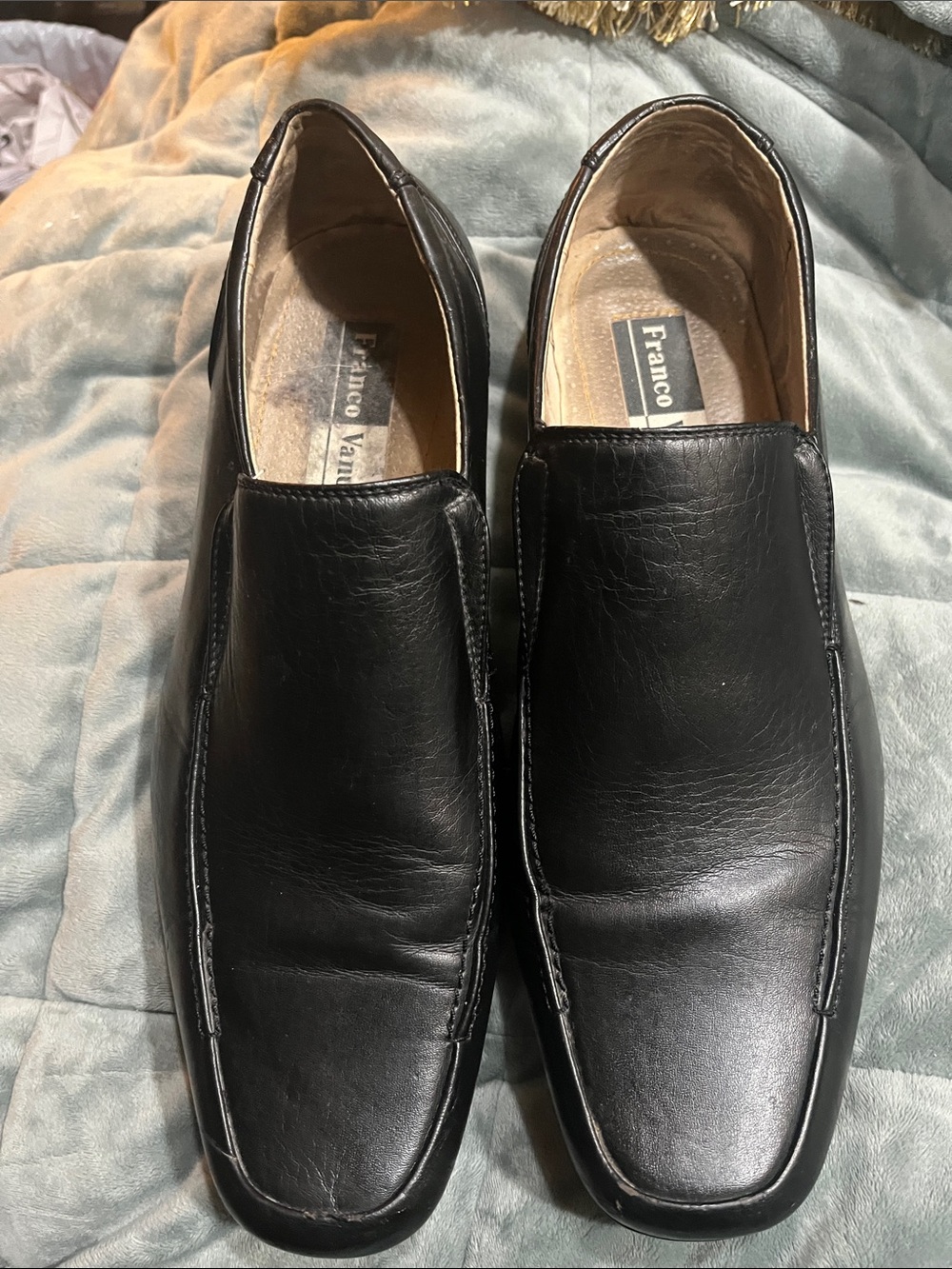 FRANCO VANUCCI-Men’s Black Leather Slip-On Dress Shoes (SZ. 10)